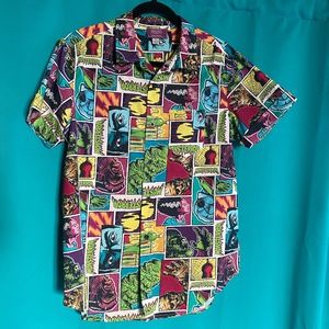 Unique Vintage x Universal Monsters Hawaii Print Button Down Shirt Men's L 10-12